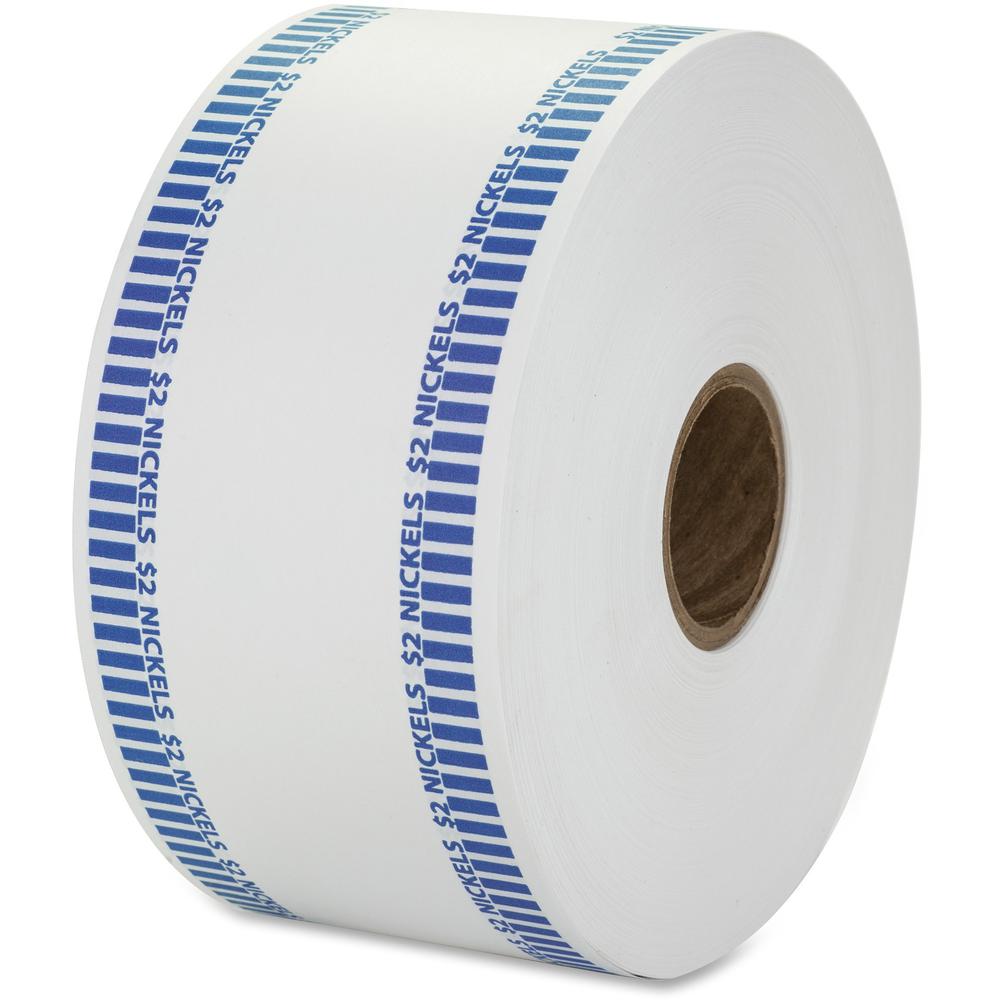 PAP-R Color-coded Coin Machine Wrappers - 1000 ft Length - 1900 Wrap(s)Total $2.00 in 40 Coins of 5¢ Denomination - 15 lb Basis Weight - Kraft - Blue, White - 1900 / Roll