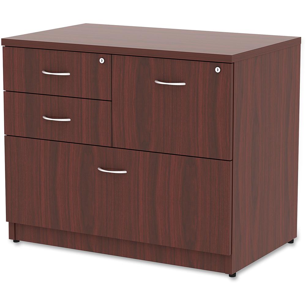 Lorell Essentials Series Box/Box/File Lateral File - 1'' Side Panel, 0.1'' Edge, 35.5'' x 22''29.5'' Lateral File - 4 x Box, File Drawer(s) - Mahogany Laminate Table Top - Versatile, Ball Bearing Glide, Dr