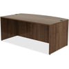 Lorell Essentials Series Bowfront Desk Shell - 71'' x 41.4''29.5'' Desk, 0.1'' Edge - Material: Metal - Finish: Walnut, Laminate
