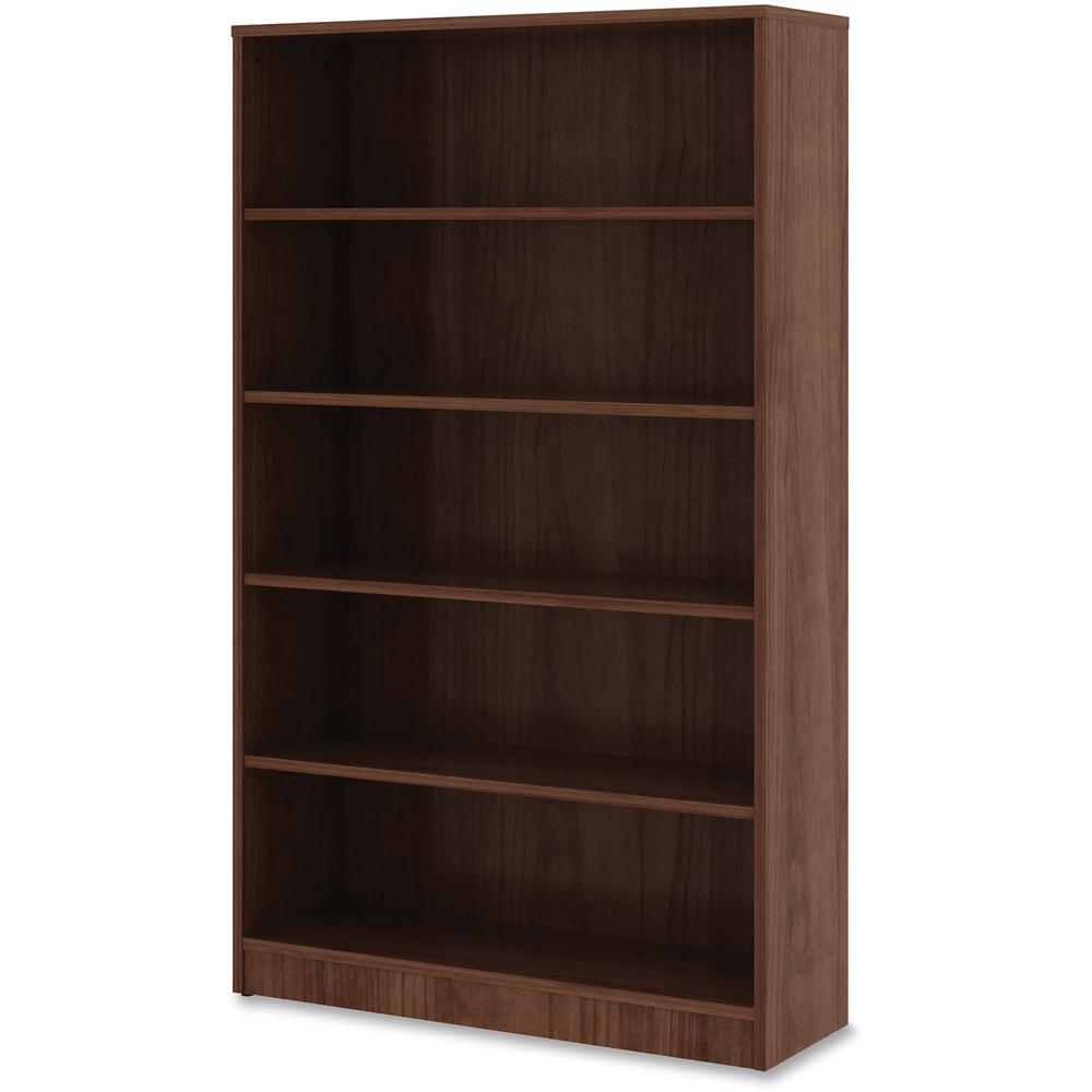Lorell Laminate Bookcase - 0.8'' Shelf, 36'' x 12''60'' - 5 Shelve(s) - 4 Adjustable Shelf(ves) - Square Edge - Material: Thermofused Laminate (TFL) - Finish: Walnut
