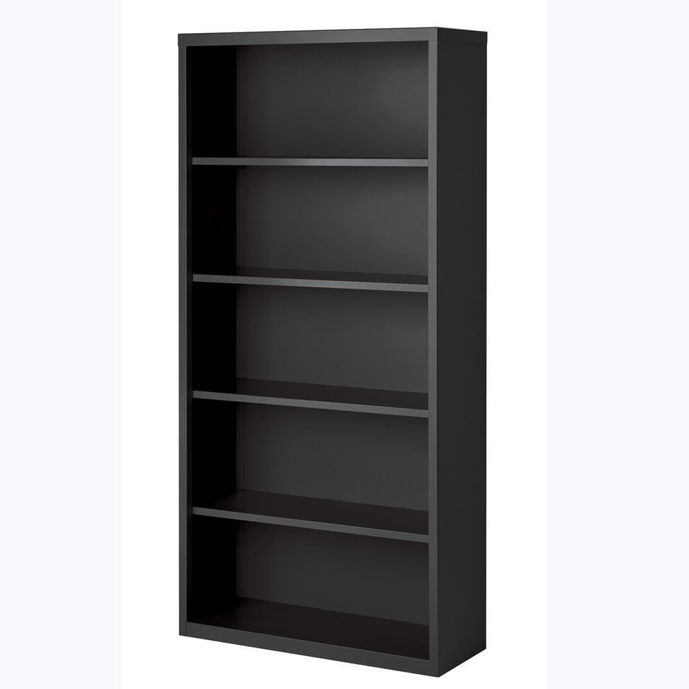 Lorell Fortress Series Bookcase - 34.5'' x 13''72'' - 5 Shelve(s) - Material: Steel - Finish: Charcoal, Powder Coated - Adjustable Shelf, Welded, Durable