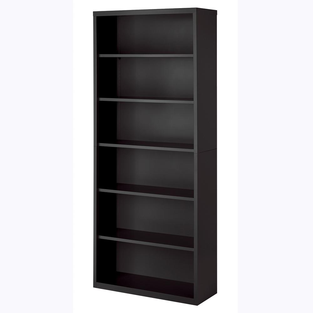 Lorell Fortress Series Bookcase - 34.5'' x 13''82'' - 6 Shelve(s) - Material: Steel - Finish: Charcoal, Powder Coated - Adjustable Shelf, Welded, Durable