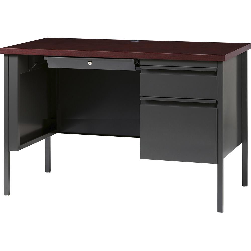 Lorell Fortress Series 45-1/2'' Right Single-Pedestal Desk - 45.5'' x 24''29.5'' , 1.1'' Top - Box, File Drawer(s) - Single Pedestal on Right Side - Square Edge