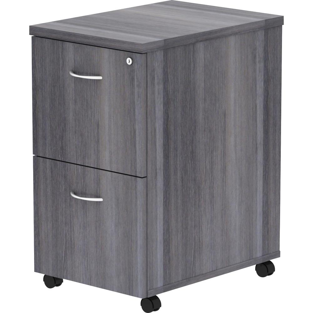 Lorell Essentials Series File/File Mobile File Cabinet - 16'' x 22''28.3'' - 2 x File Drawer(s) - Finish: Weathered Charcoal, Laminate