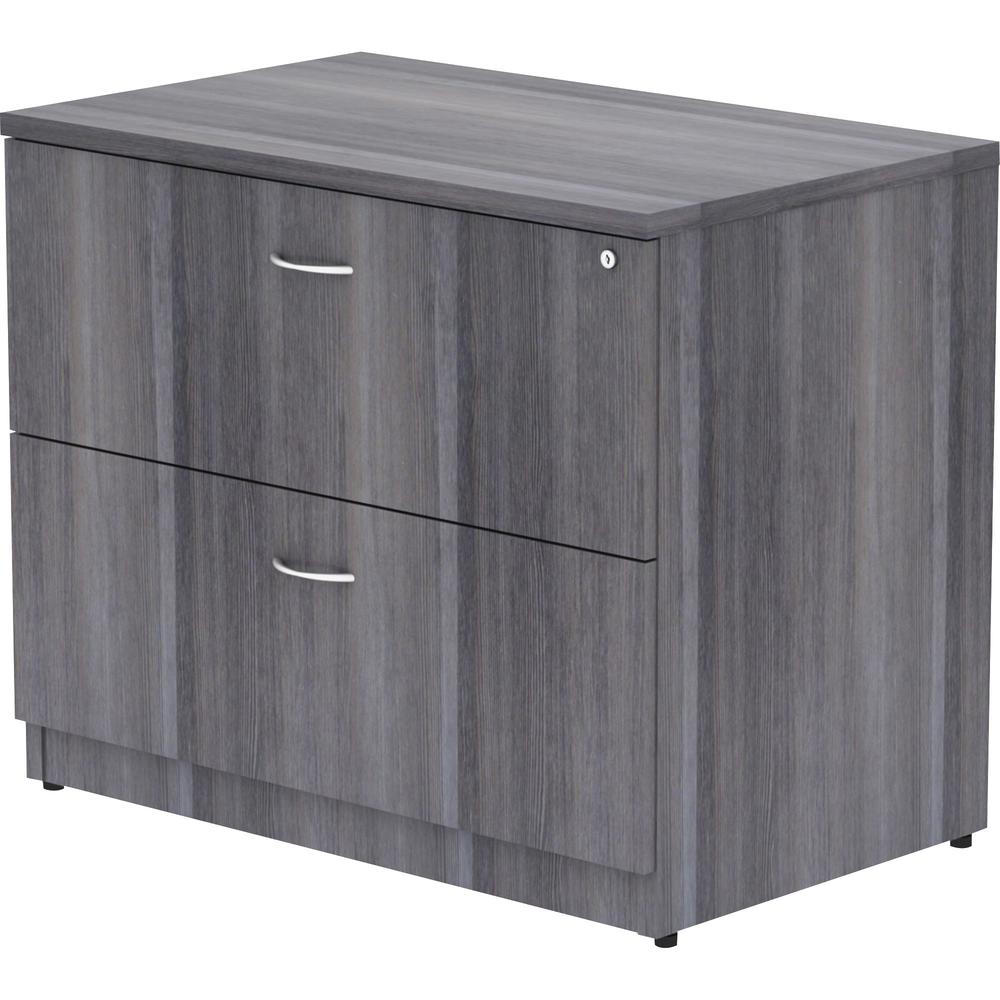 Lorell Essentials Series Lateral File - 35'' x 22''29.5'' , 1'' Top - 2 x File Drawer(s) - Finish: Weathered Charcoal, Laminate