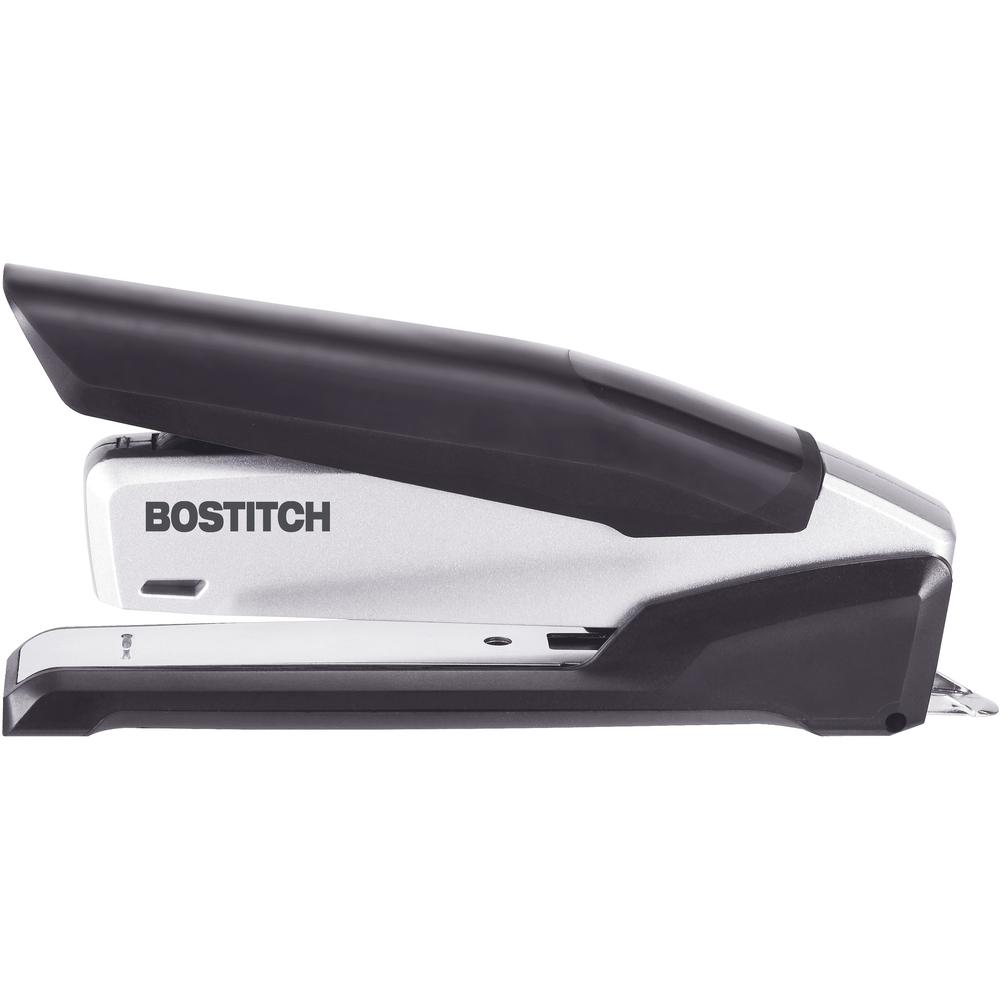Bostitch InPower Spring-Powered Antimicrobial Desktop Stapler - Staples Upto 28 Sheet - Holds Upto 210 Staple - Full Strip - 4.50'' Throat Depth - Silver, Black - Rubber, Die-cast Metal, Metal - 1 Each