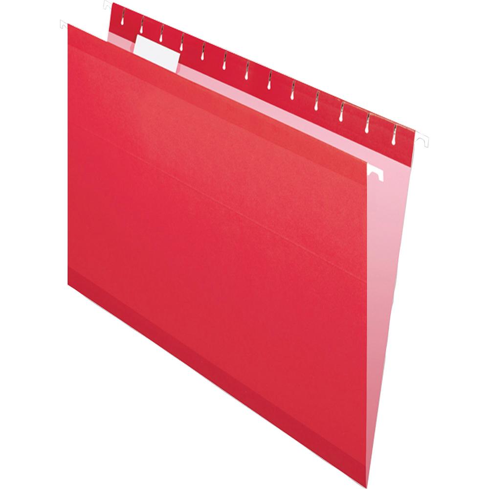 Pendaflex 1/5 Tab Cut Letter Recycled Hanging Folder - 8 1/2'' x 11'' - Red - 10% Recycled - 25 / Box