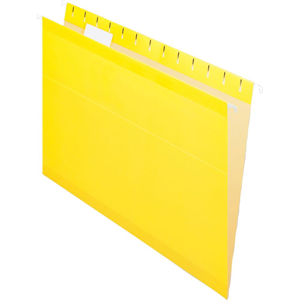Pendaflex 1/5 Tab Cut Letter Recycled Hanging Folder - 8 1/2'' x 11'' - Yellow - Reinforced - 10% Recycled - 25 / Box
