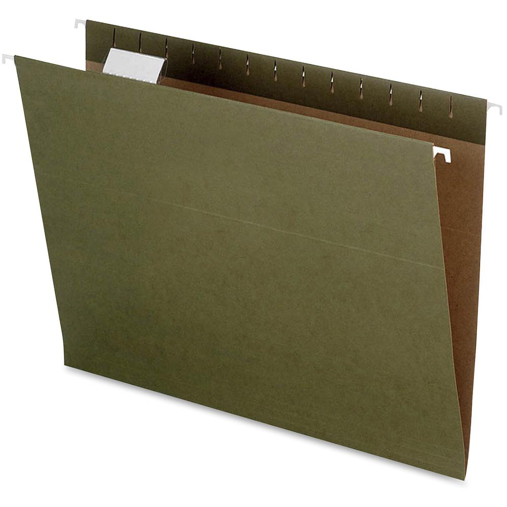 Pendaflex 1/5 Tab Cut Letter Recycled Hanging Folder - 8 1/2'' x 11'' - Green - 100% Recycled - 25 / Box