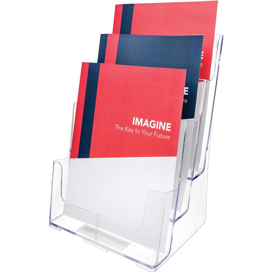 Deflecto Multi-Compartment DocuHolder - 3 Compartment(s) - 3 Tier(s) - 12.6'' Height x 9.5'' Width x 6.3'' DepthDesktop - Magazine Size - Clear - Plastic - 1 Each - deflecto