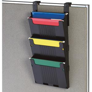 Deflecto Partition Pocket System - 3 Pocket(s) - 25'' Height x 12.6'' Width x 3.9'' Depth - Black - 3 / Set - deflecto