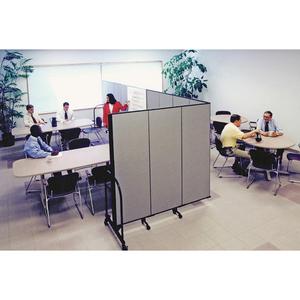 Screenflex Portable Room Dividers - 72'' Height x 13.1 ft Length - Black Metal Frame - Polyester - Stone - 1 Each