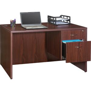 Lorell Essentials Series Rectangular Desk Shell - 47.3'' x 29.5'' x 1'' x 29.5'' - Finish: Laminate, Mahogany - Grommet, Modesty Panel, Cord Management, Adjustable Feet