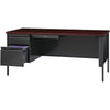 Lorell Fortress Series Left-Pedestal Desk - Rectangle Top - 66'' Table Top Width x 30'' Table Top Depth x 1.12'' Table Top Thickness - 29.50'' HeightAssembly Required - Laminated, Mahogany - Steel - 1 Eac
