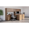 Lorell Essentials Series Rectangular Desk Shell - 1'' Top, 66.1'' x 29.5''29.5'' Desk - Finish: Walnut Laminate - Lockable, Grommet, Modesty Panel, Adjustable Feet - For Office