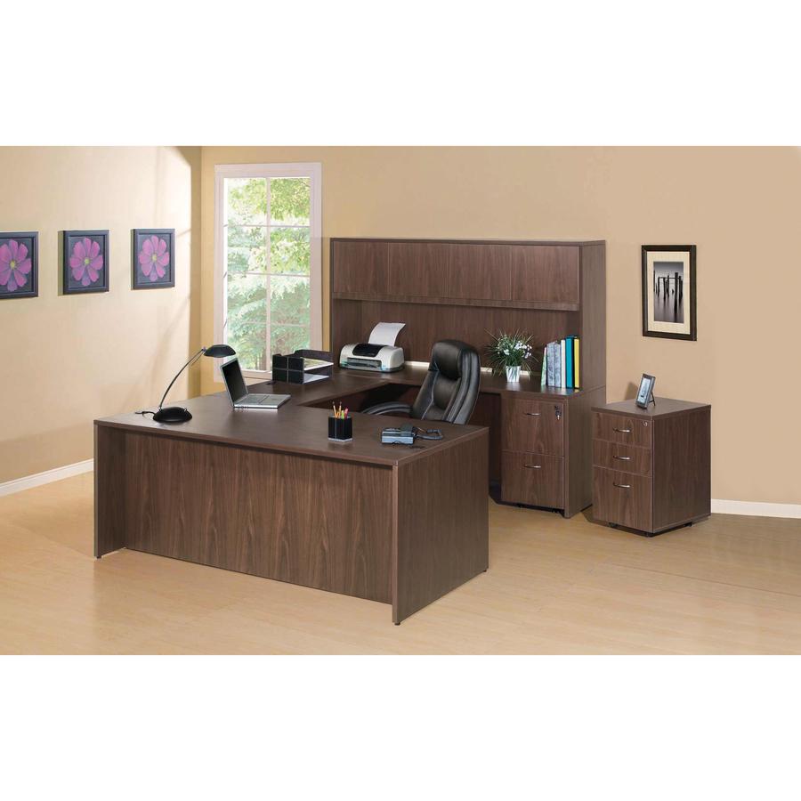 Lorell Essentials Series Lateral File - 1'' Top, 0.1'' Edge, 35.5'' x 22''29.5'' Lateral File - 2 x File Drawer(s) - Walnut, Laminate Table Top - Durable, Built-in Hangrail, Ball Bearing Slide, Drawer Exte