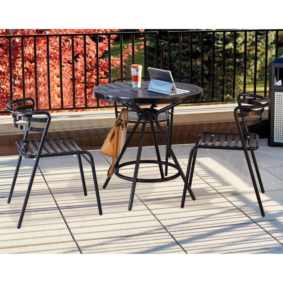 Safco Multipurpose Stacking Metal Chairs - Slate Seat - Slate Back - Black Tubular Steel Frame - Low Back - Four-legged Base - Metal - 2 / Carton