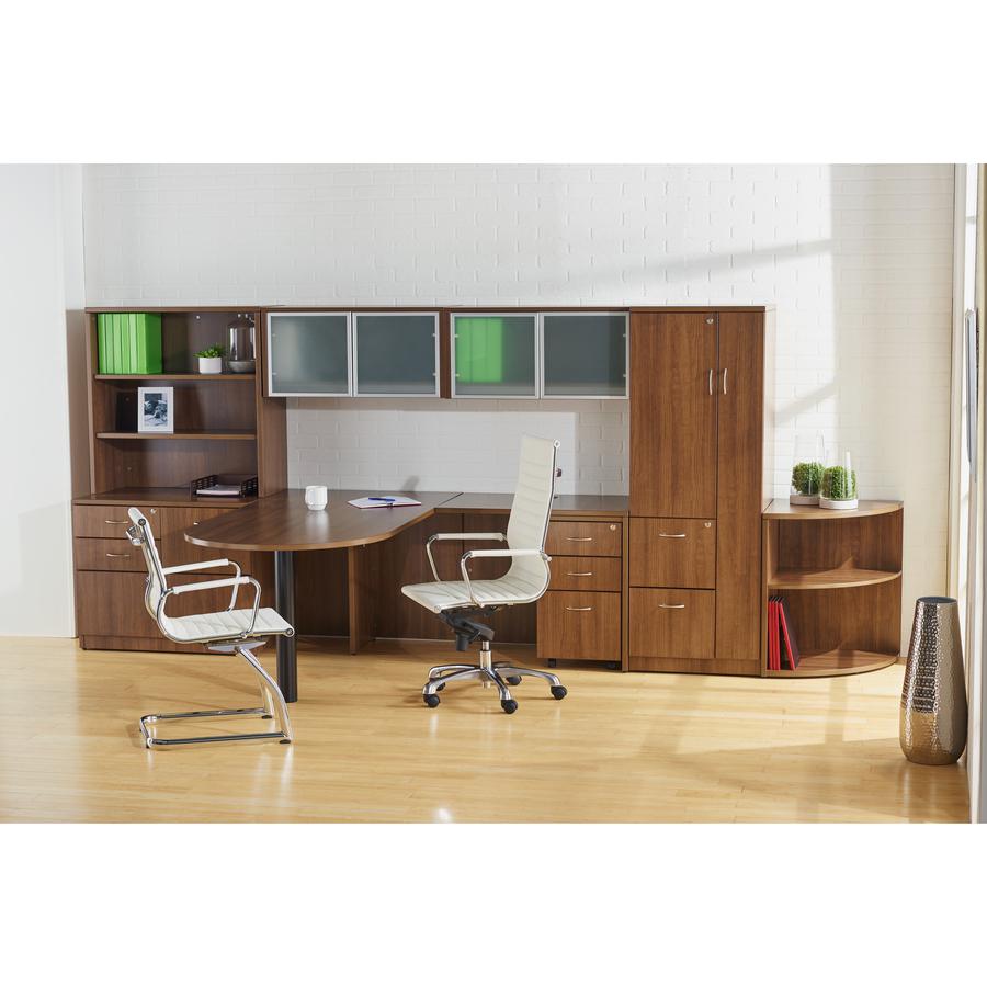 Lorell Essentials Series Box/Box/File Lateral File - 1'' Side Panel, 0.1'' Edge, 35.5'' x 22''29.5'' Lateral File - 4 x Box, File Drawer(s) - Walnut Laminate Table Top - Versatile, Ball Bearing Glide, Draw