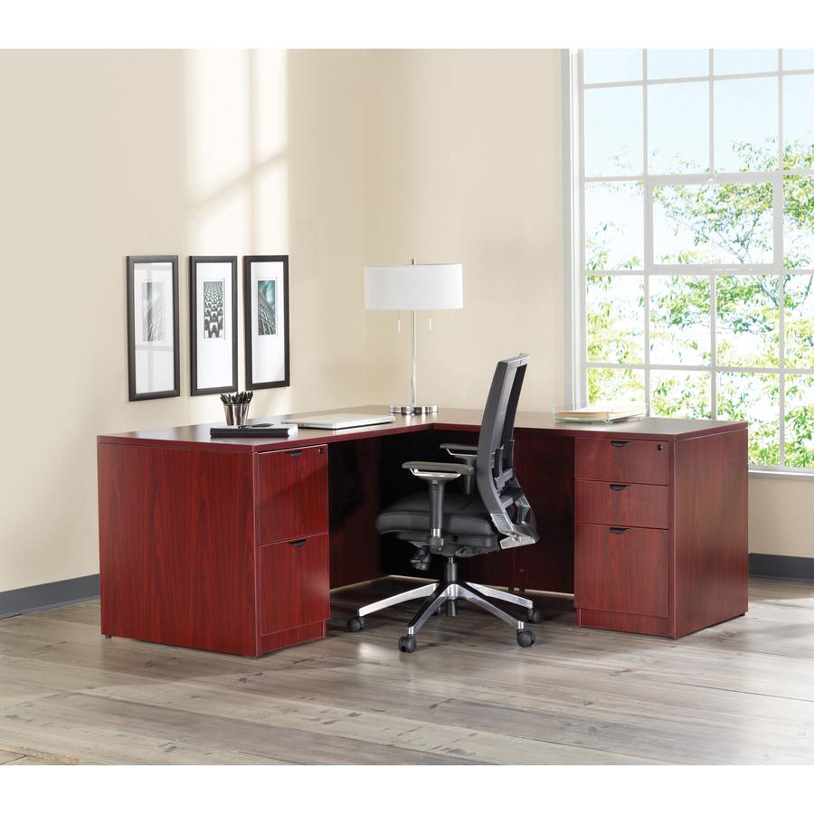 Lorell Prominence 2.0 Right-Pedestal Credenza - 66'' x 24''29'' , 1'' Top - 2 x File Drawer(s) - Single Pedestal on Right Side - Band Edge - Material: Particleboard - Finish: Thermofused Melamine (TFM)