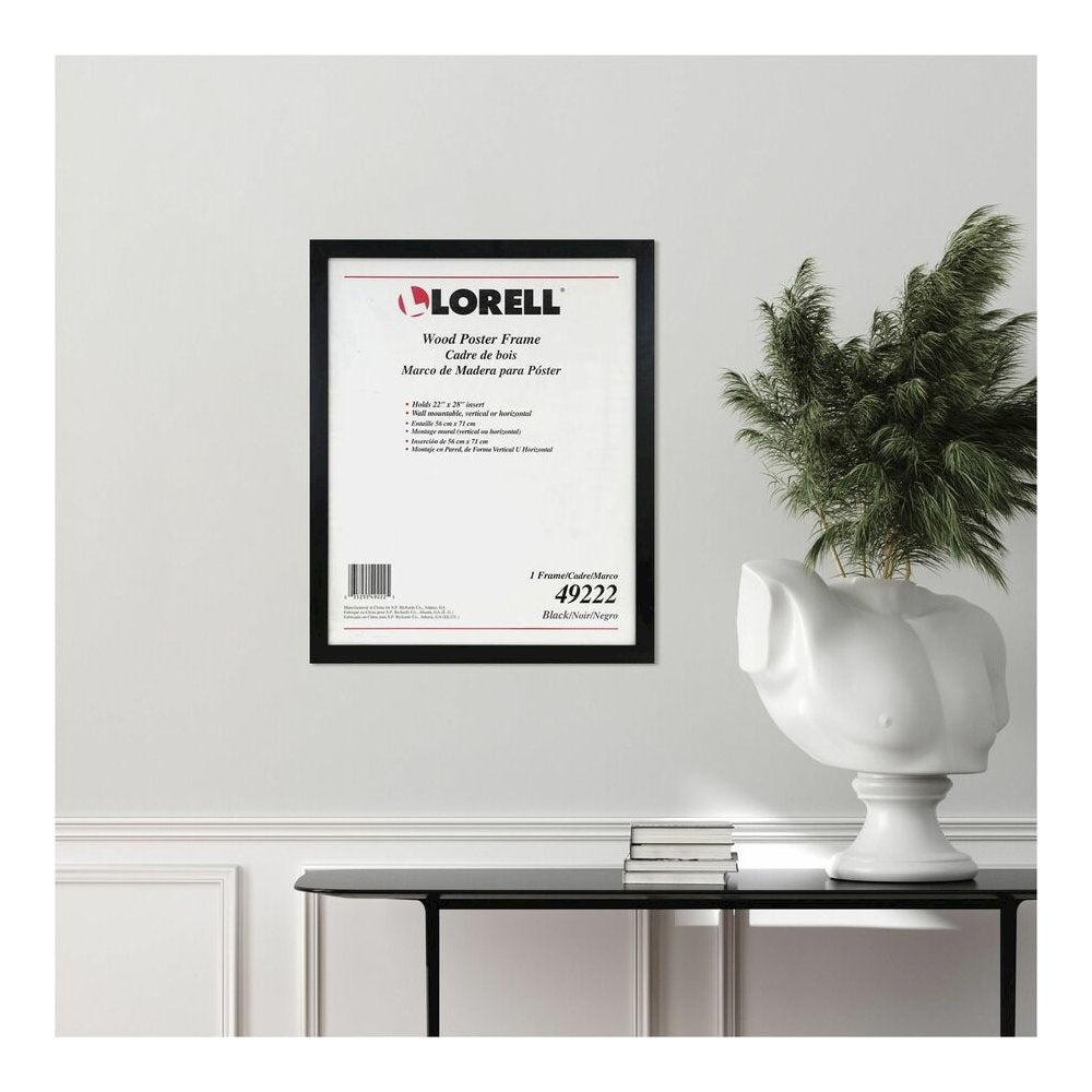 Lorell Solid Wood Poster Frame - 22'' x 28'' Frame Size - Rectangle - Horizontal, Vertical - Black - 1 Each