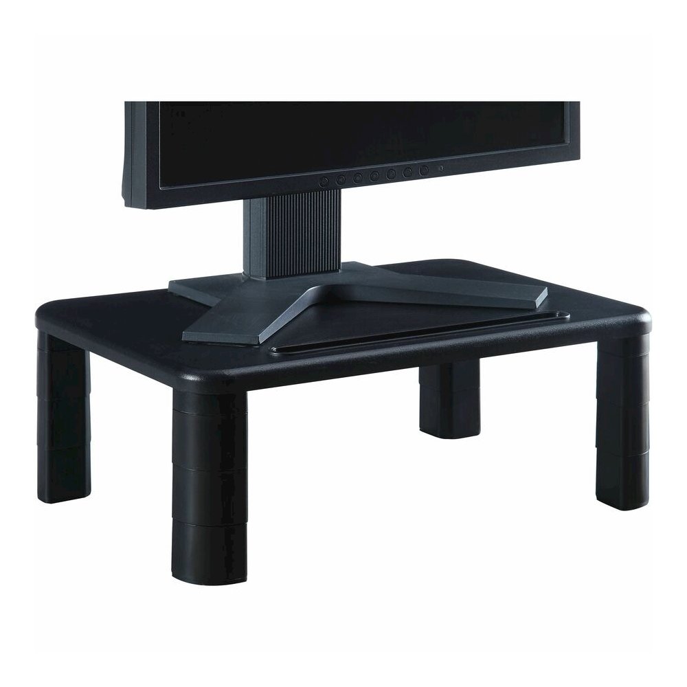 Lorell Height-Adjustable Monitor Riser - 4'' Height x 19.75'' Width - Desktop - Black