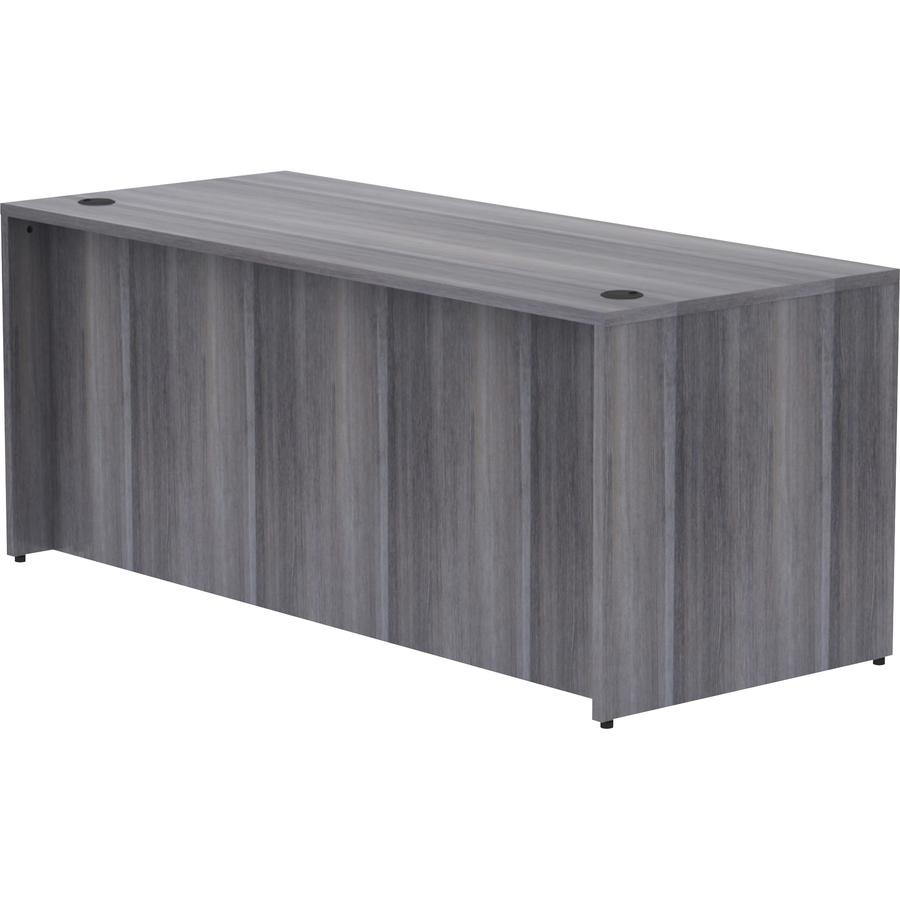 Lorell Essentials Series Rectangular Desk Shell - 72'' x 30''29.5'' , 1'' Top - Laminate, Weathered Charcoal Table Top - Grommet