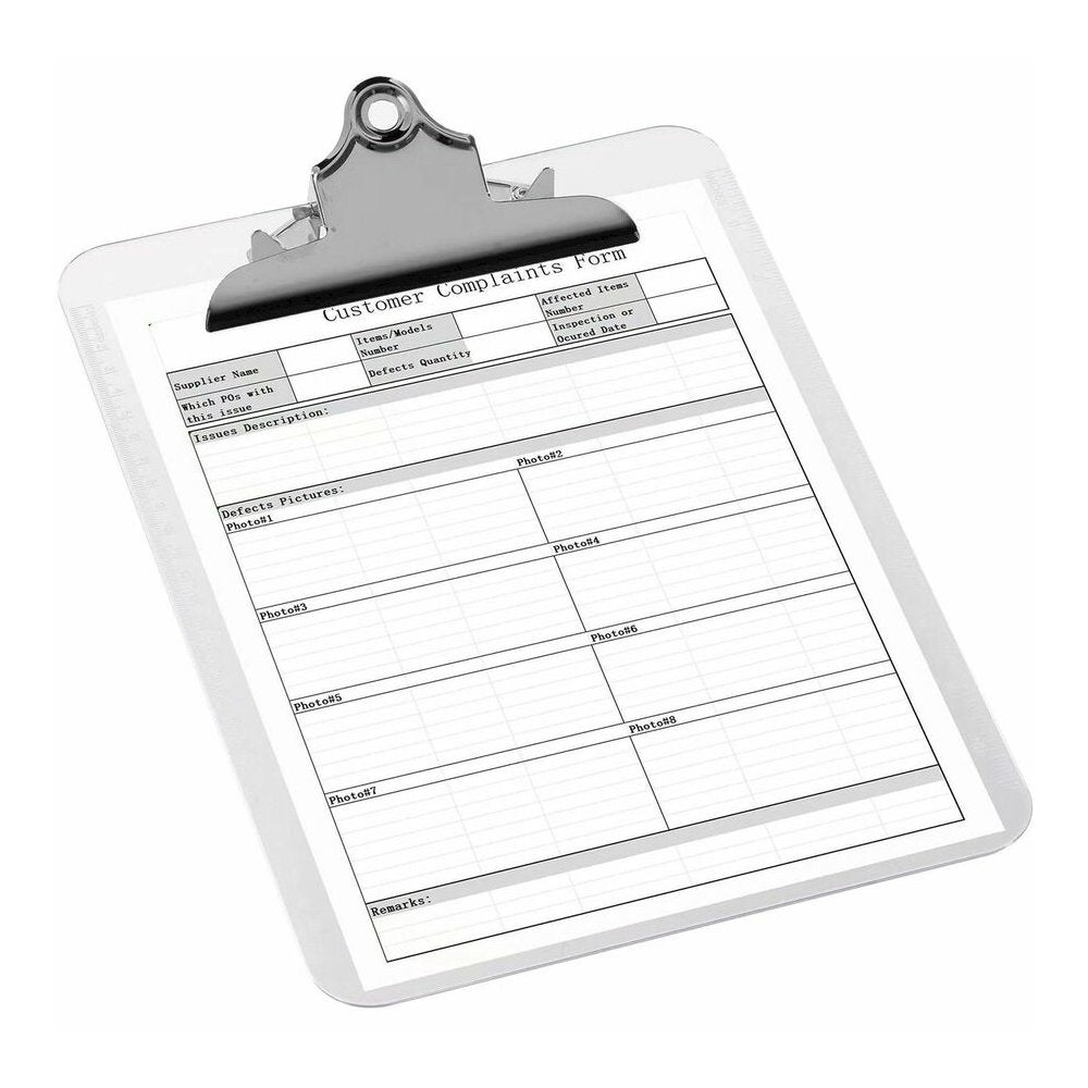 Business Source Spring Clip Plastic Clipboard - 8 1/2'' x 11'' Sheet Size - Spring Clip - Plastic - Clear - 12 / Box