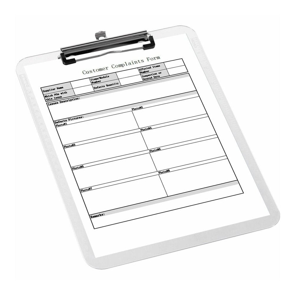 Business Source Flat Clip Clipboard - 9'' x 12'' Sheet Size - Plastic - Clear - 6 / Bundle