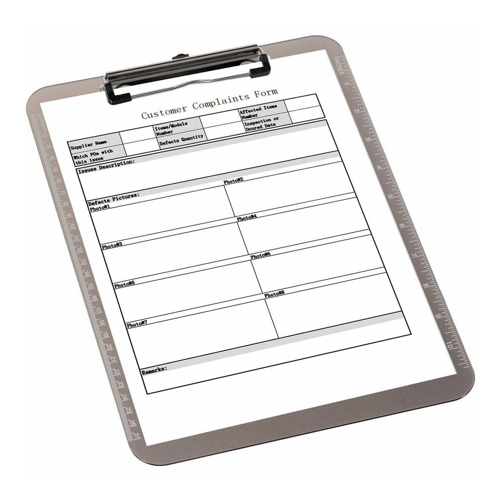 Business Source Flat Clip Plastic Clipboard - 9'' x 12'' Sheet Size - Plastic - Smoke - 6 / Bundle