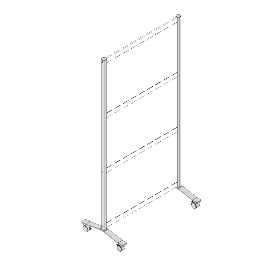 Lorell Adaptable Panel Legs for 50''H Configuration - 18.8'' Width x 2'' Depth x 71'' Height - Aluminum - Silver