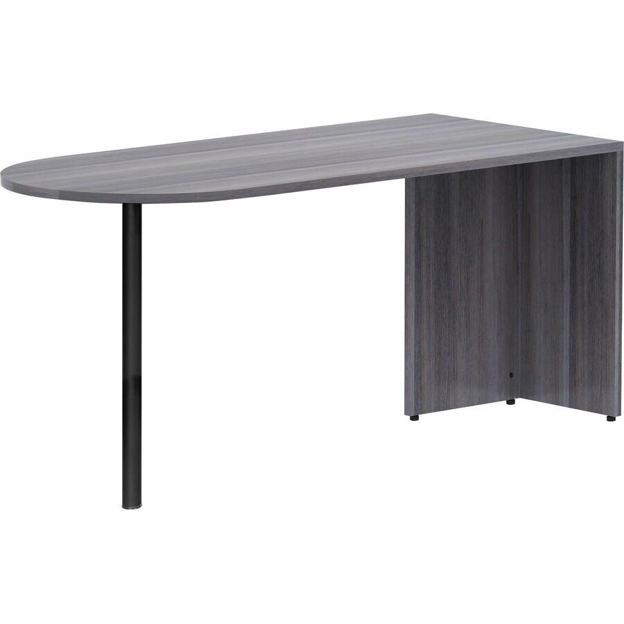 Lorell Essentials Series Peninsula Desk Box 1 of 2 - 66'' x 30''29.5'' Desk, 1'' Top - Finish: Weathered Charcoal Laminate
