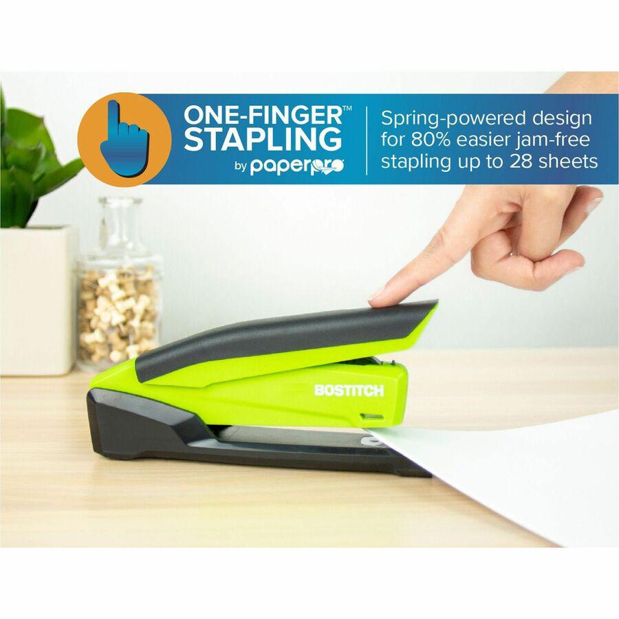 Bostitch InPower Spring-Powered Antimicrobial Desktop Stapler - 20 Sheets Capacity - 210 Staple Capacity - Full Strip - 1 Each - Green