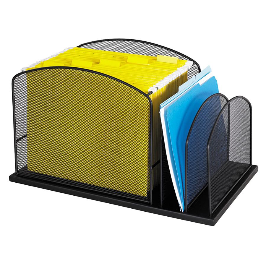 Safco Onyx 2 Upright Sections Hanging File - 11.3'' Height x 19.4'' Width x 11.4'' DepthDesktop - Black - Steel - 1 Each