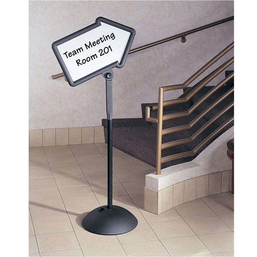 Safco Write Way Dual-sided Directional Sign - 1 Each - 18'' Width x 64.3'' Height x 25'' Depth - Arrow Shape - Both Sides Display, Magnetic, Durable - Steel - Indoor, Outdoor, Office - Black