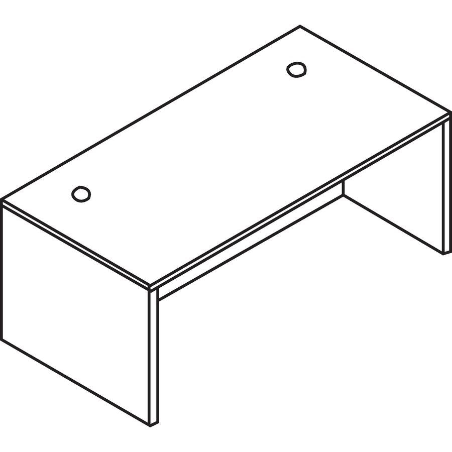 Lorell Essentials Series Rectangular Desk Shell - 47.3'' x 23.6'' x 29.5'' - Finish: Laminate, Mahogany - Leveling Glide