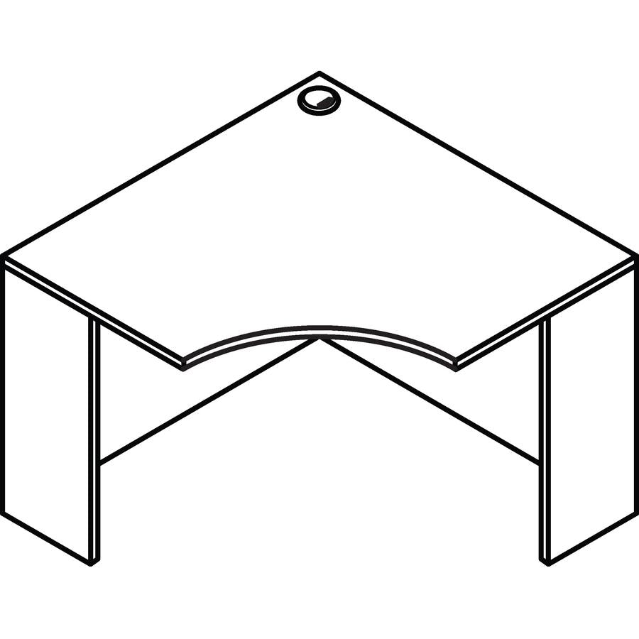Lorell Essentials Series Corner Desk - 41.4'' x 41.4'' x 29.5'' - Finish: Laminate, Mahogany - Leveling Glide