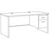 Lorell Fortress Modular Series Right-Pedestal Desk - 66'' x 30'' , 1.1'' Top - 2 x Box, File Drawer(s) - Single Pedestal on Right Side - Material: Steel - Finish: Mahogany Laminate, Charcoal - Scratch Re