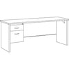 Lorell Fortress Modular Series Left-pedestal Credenza - 72'' x 24'' , 1.1'' Top - 2 x Box, File Drawer(s) - Single Pedestal on Left Side - Material: Steel - Finish: Mahogany Laminate, Charcoal - Scratch