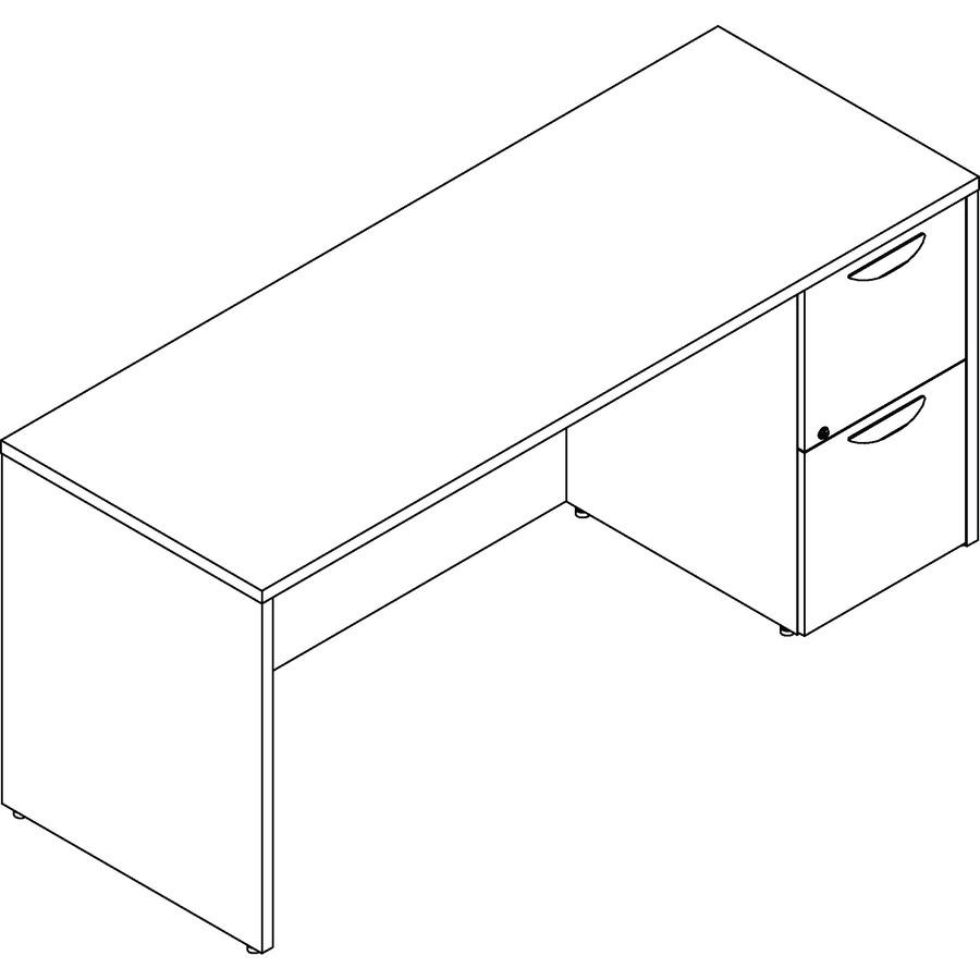 Lorell Prominence 2.0 Right-Pedestal Credenza - 66'' x 24''29'' , 1'' Top - 2 x File Drawer(s) - Single Pedestal on Right Side - Band Edge - Material: Particleboard - Finish: Thermofused Melamine (TFM)