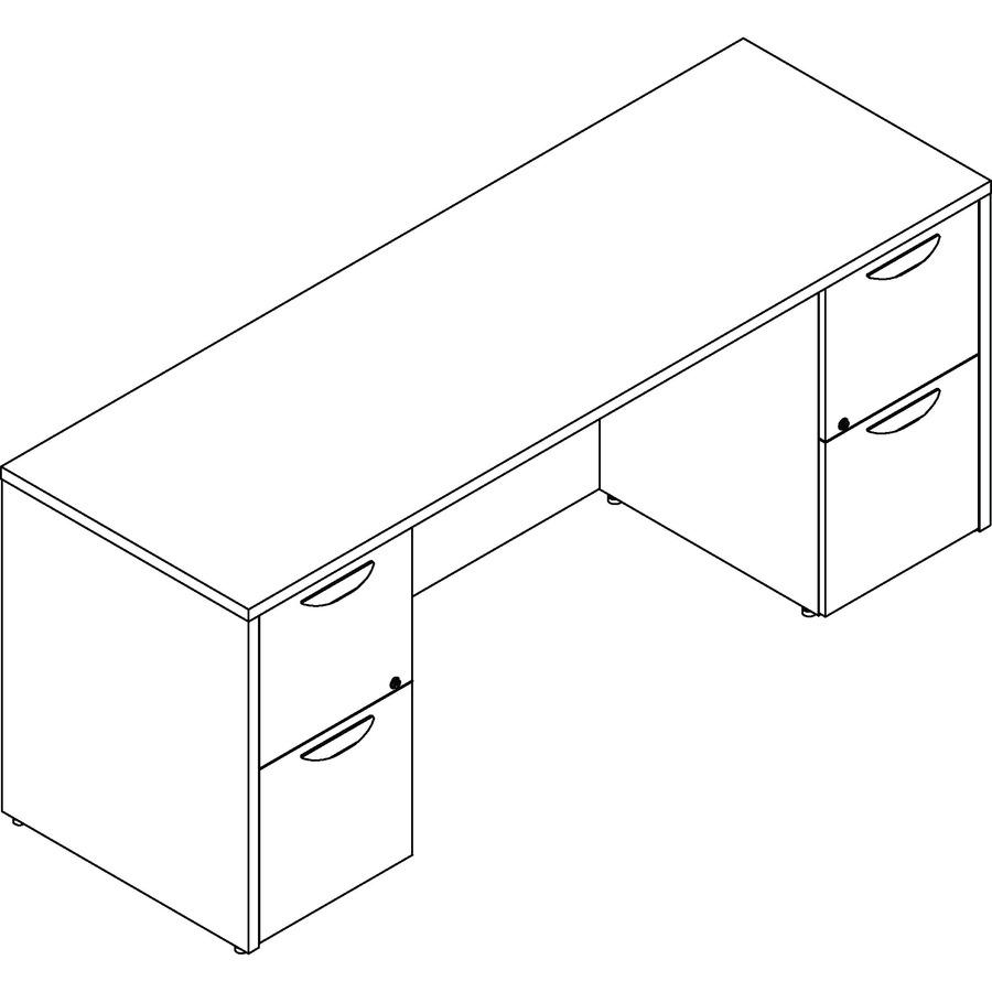 Lorell Prominence 2.0 Double-Pedestal Credenza - 72'' x 24''29'' , 1'' Top - 2 x File Drawer(s) - Double Pedestal on Left/Right Side - Band Edge - Material: Particleboard - Finish: Thermofused Melamine (T