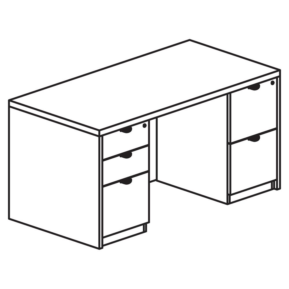 Lorell Prominence 2.0 Double-Pedestal Desk - 1'' Top, 60'' x 30''29'' - 5 x File, Box Drawer(s) - Double Pedestal on Left/Right Side - Band Edge - Material: Particleboard - Finish: Mahogany Laminate, Ther