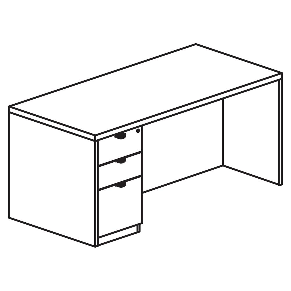 Lorell Prominence 2.0 Left-Pedestal Desk - 1'' Top, 60'' x 30''29'' - 3 x File, Box Drawer(s) - Single Pedestal on Left Side - Band Edge - Material: Particleboard - Finish: Mahogany Laminate, Thermofused
