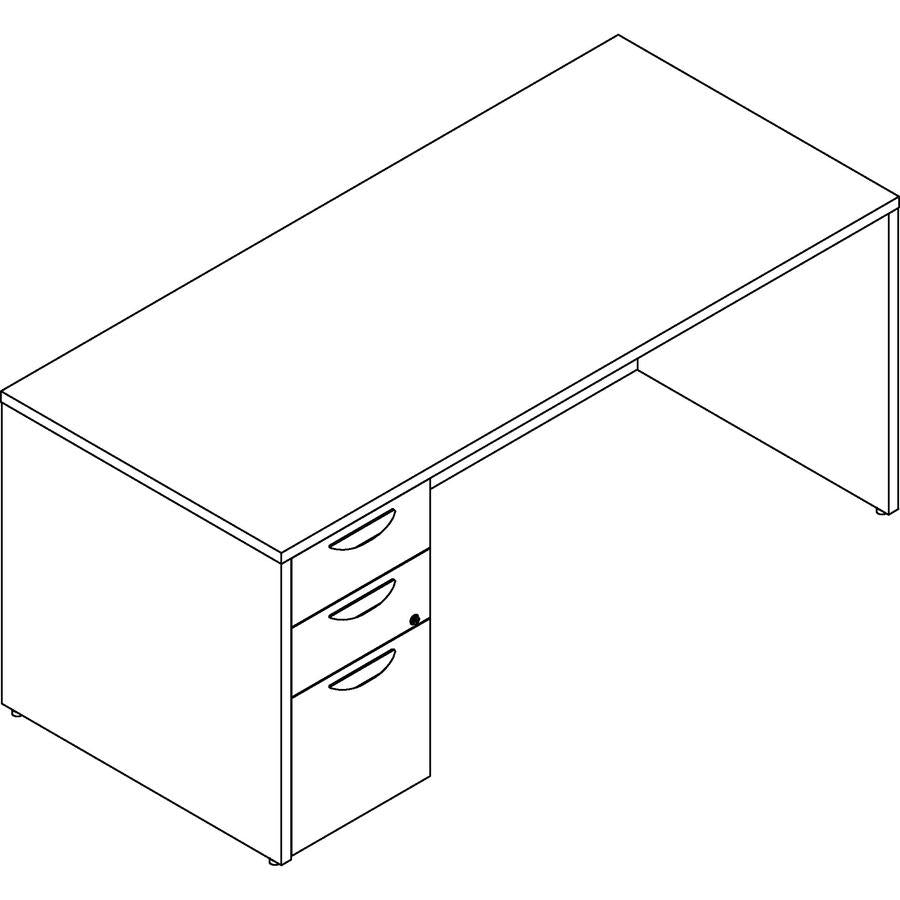 Lorell Prominence 2.0 Left-Pedestal Desk - 1'' Top, 66'' x 30''29'' - 3 x File, Box Drawer(s) - Single Pedestal on Left Side - Band Edge - Material: Particleboard - Finish: Mahogany Laminate, Thermofused