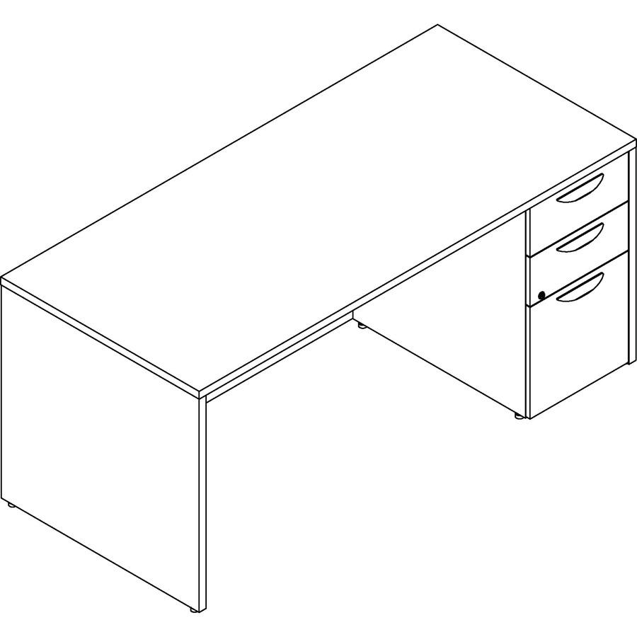 Lorell Prominence 2.0 Right-Pedestal Desk - 1'' Top, 66'' x 30''29'' - 3 x File, Box Drawer(s) - Single Pedestal on Right Side - Band Edge - Material: Particleboard - Finish: Mahogany Laminate, Thermofuse