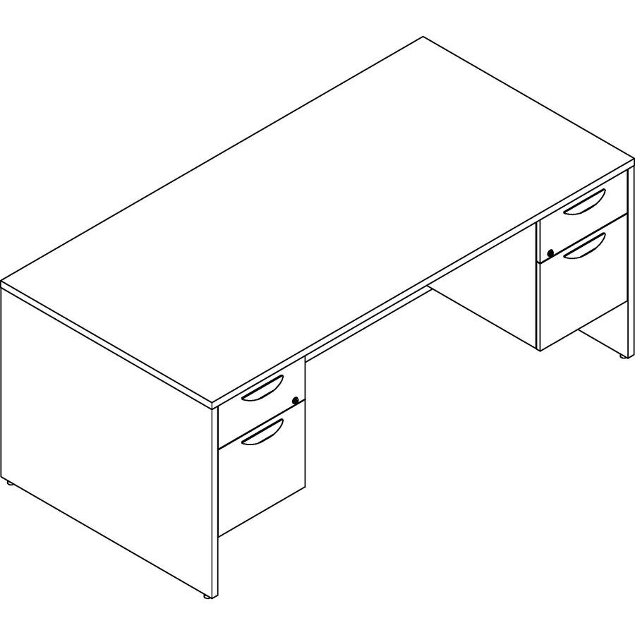Lorell Prominence 2.0 Double-Pedestal Desk - 1'' Top, 72'' x 36''29'' - 5 x File, Box Drawer(s) - Double Pedestal - Band Edge - Material: Particleboard - Finish: Espresso Laminate, Thermofused Melamine (T