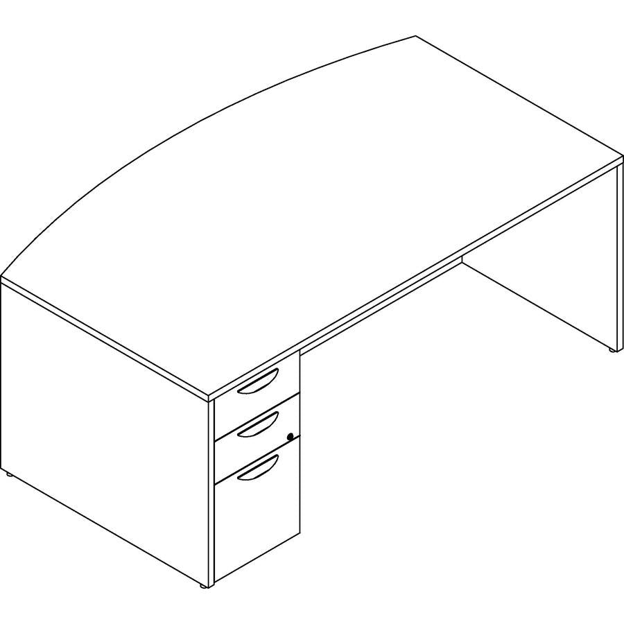 Lorell Prominence 2.0 Bowfront Left-Pedestal Desk - 1'' Top, 72'' x 42''29'' - 3 x File, Box Drawer(s) - Single Pedestal on Left Side - Band Edge - Material: Particleboard - Finish: Espresso Laminate, The