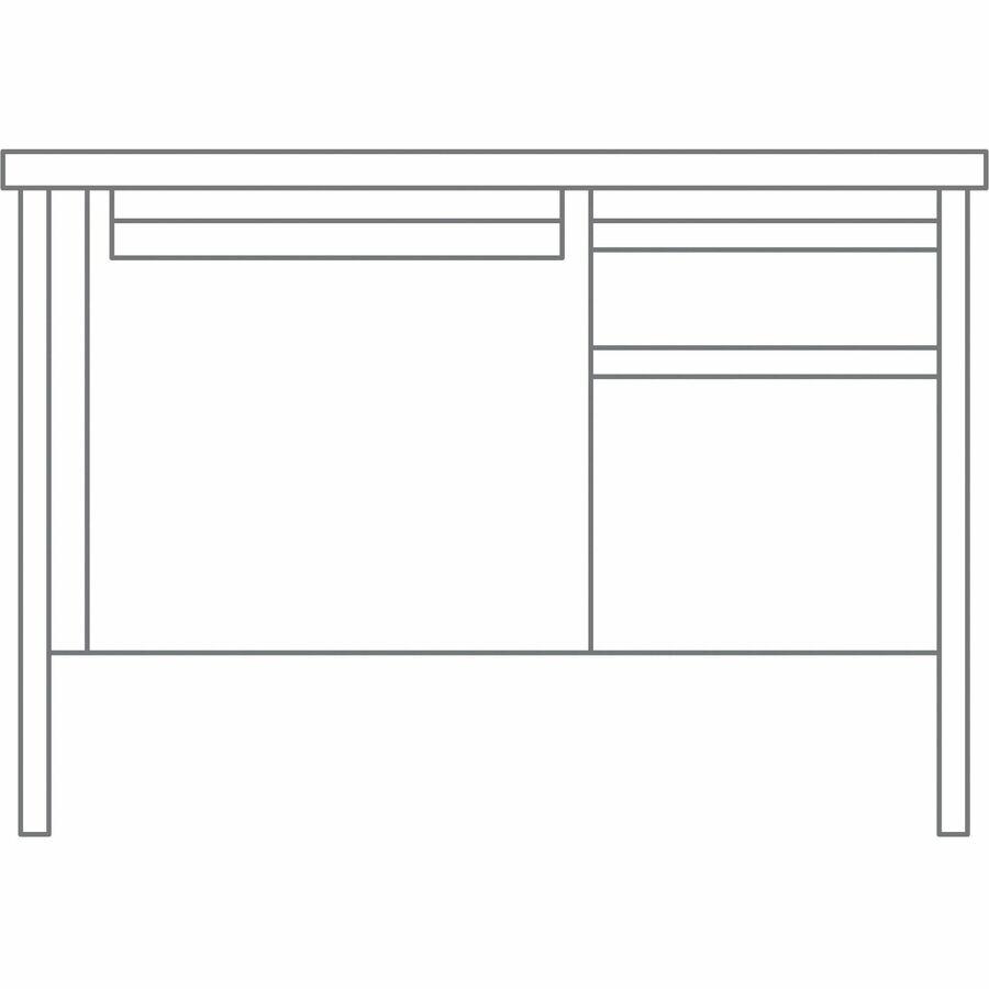 Lorell Fortress Series 48'' Right-Pedestal Teachers Desk - 48'' x 30''29.5'' - Box, File Drawer(s) - Single Pedestal on Right Side - T-mold Edge - Finish: Gray