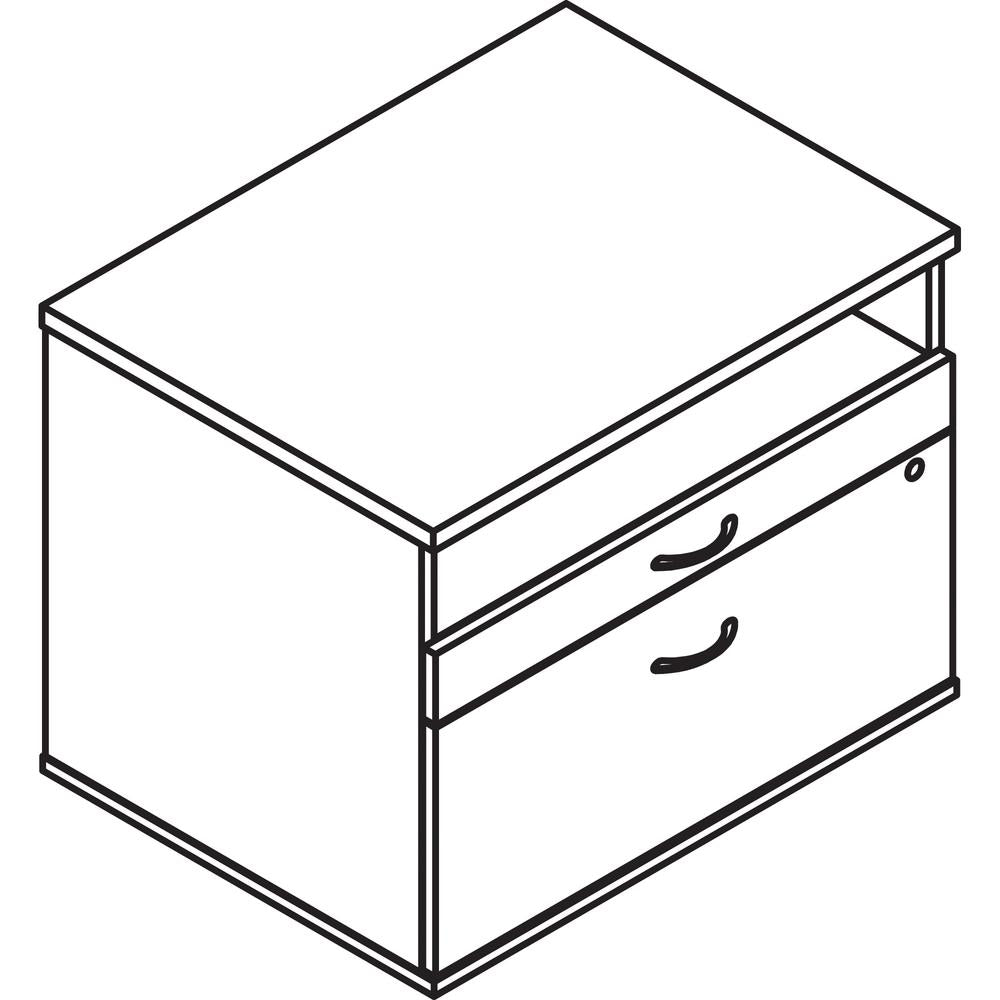 Lorell Relevance Series 2-Drawer File Cabinet Credenza w/Open Shelf - 29.5'' x 22''23.1'' - 2 x File, Storage Drawer(s) - Finish: Walnut Laminate