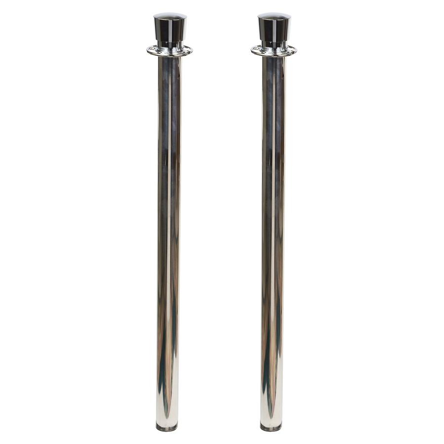 Tatco Heavy-duty Posts for Stanchion - Stainless Steel 41'' Post Black Rope - Chrome - 2 / Box