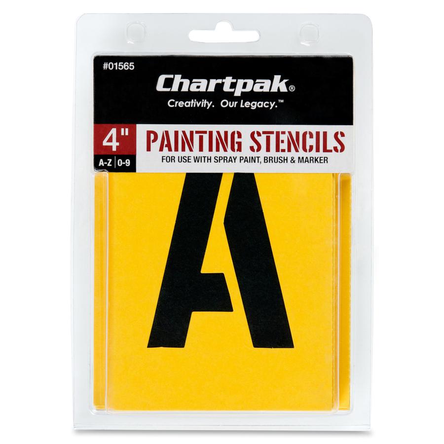 Chartpak Painting Letters/Numbers Stencils - 4'' - Gothic - Yellow